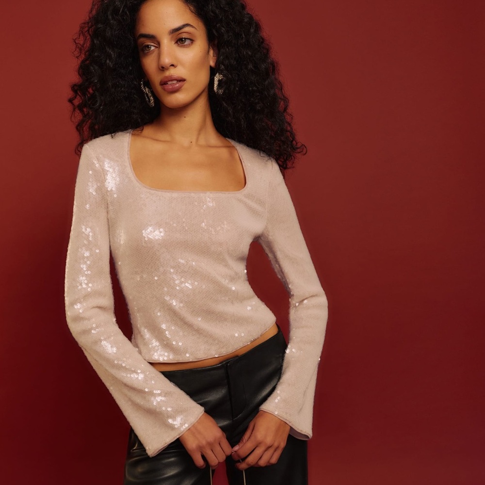 🆕 Reformation Devon Sequin, Knit Top